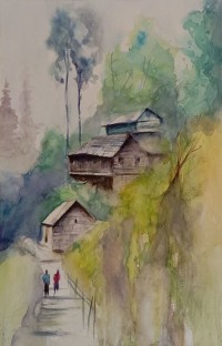 Mudeeha Ali, 13 x 21 Inch, Water Color On Paper, AC-MALI-009